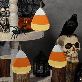 Purpeak 3 Pack Halloween Wooden Table Tray Decoration Candy Corn Table Centerpieces Halloween Party Decorations