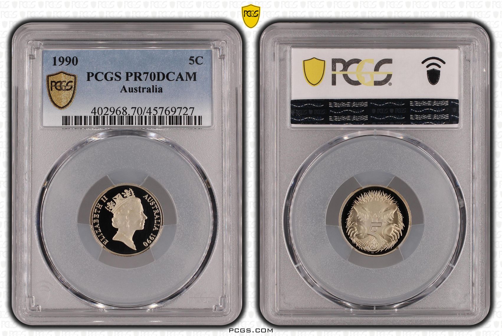 Elizabeth II, Five Cent, 1990, PCGS PR70DCAM