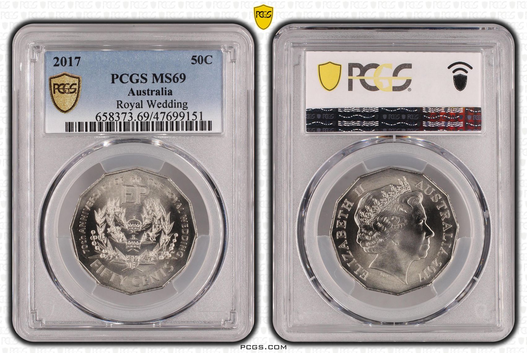 Royal Wedding 70th Anniversary, Fifty Cent, 2017, PCGS MS 69