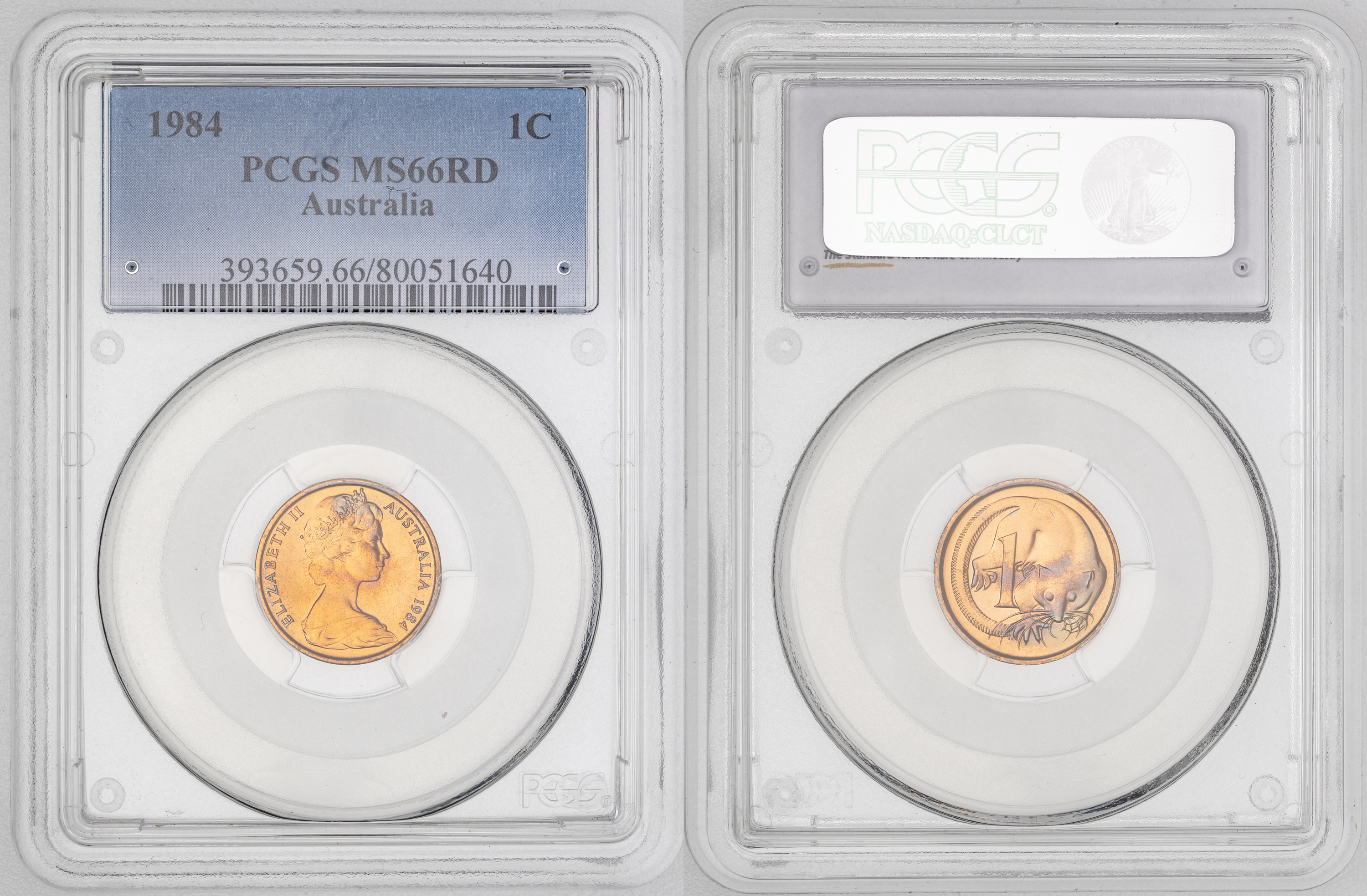92 · Elizabeth II, One Cent, 1984, PCGS MS66RD