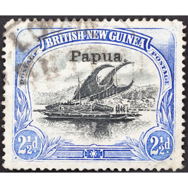 Lakatois, Small Papua Overprint, Tuppence Halfpenny, Black & Ultramarine, 1907, GU