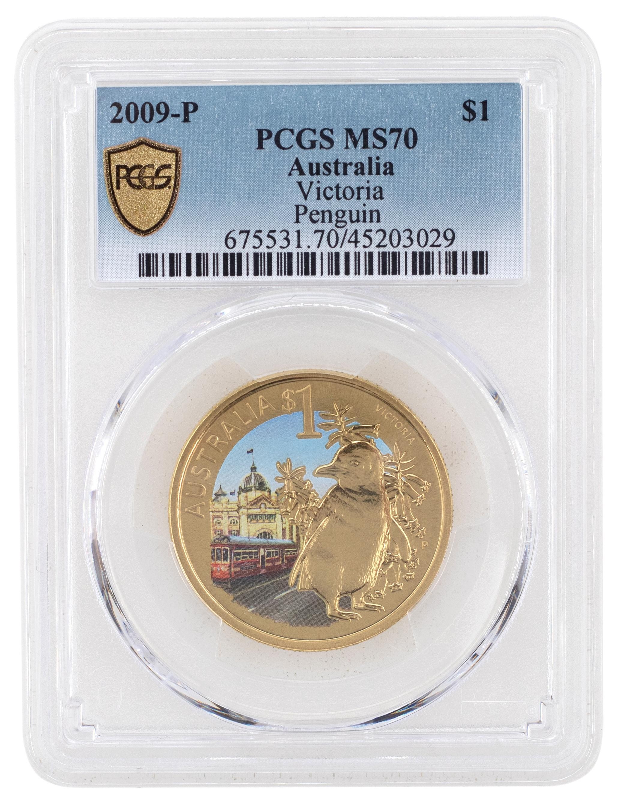 2009-P Australia One Dollar, $1 Victoria PCGS - MS70 POP 2/0 -029