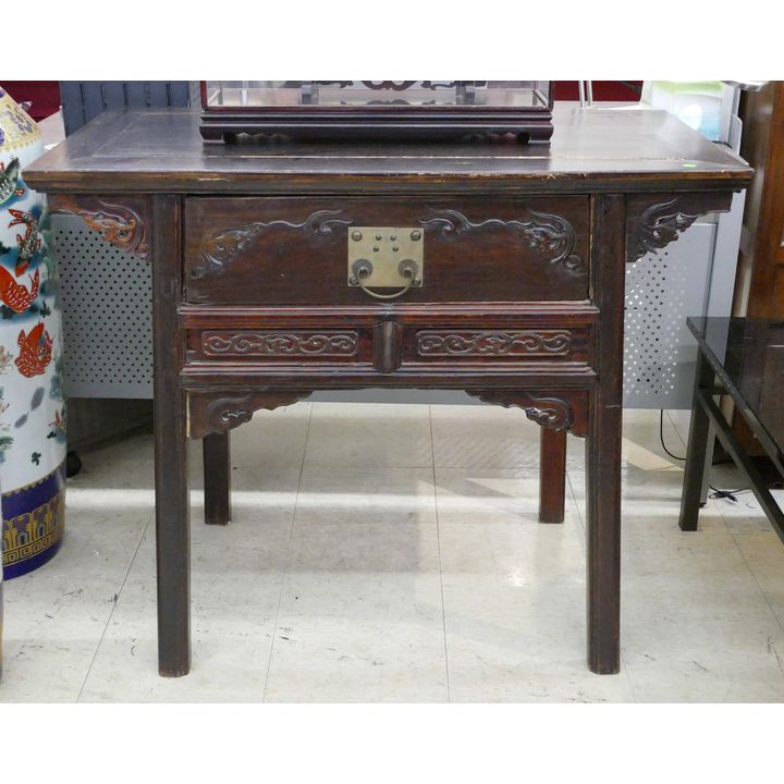 Old Chinese Elmwood Altar Table with Drawer 34''x49''x22''