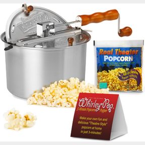 WABASH VALLEY FARMS 25008 WHIRLEY-POP STOVETOP POPCORN POPPER, SILVER