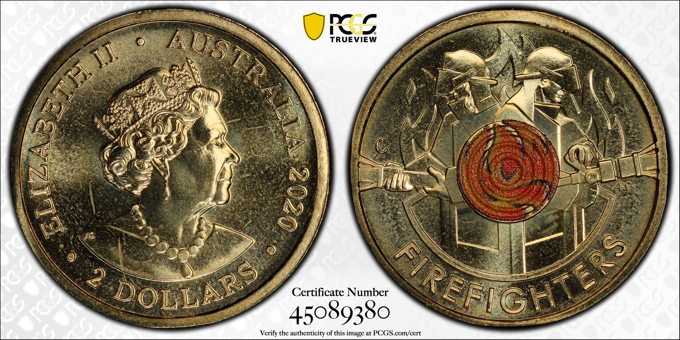 Elizabeth II, Firefighters, Two Dollar, 2020-C, PCGS MS67