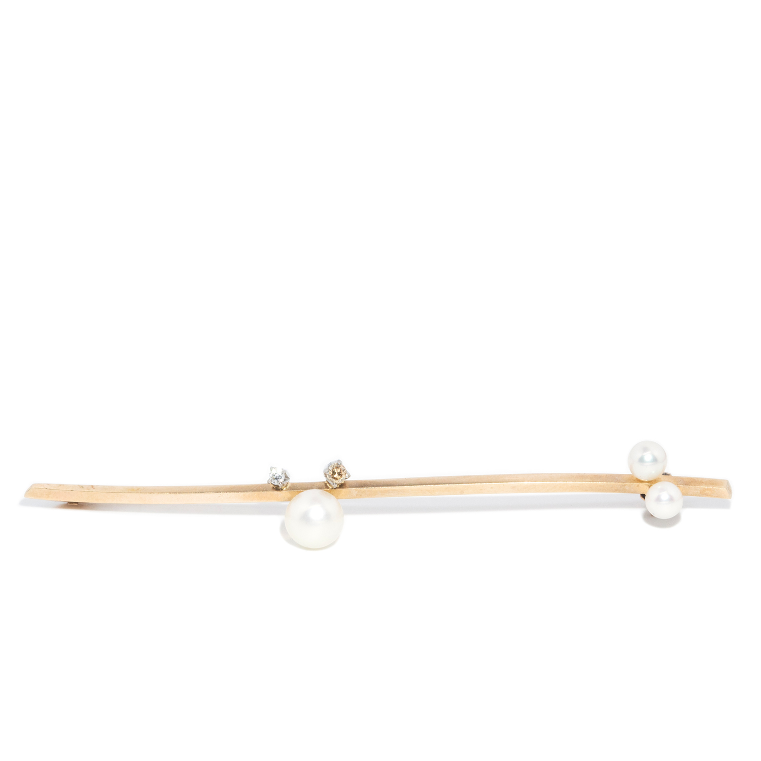 176 · Vintage Pearl & Diamond Bar Brooch 9ct