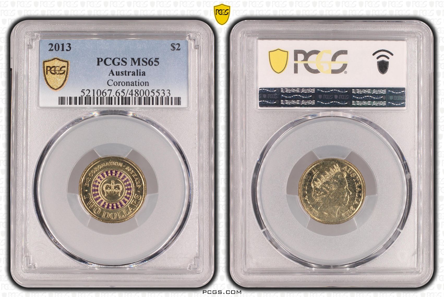 Elizabeth II, Coronation Colorized, Two Dollar, 2013, PCGS MS65