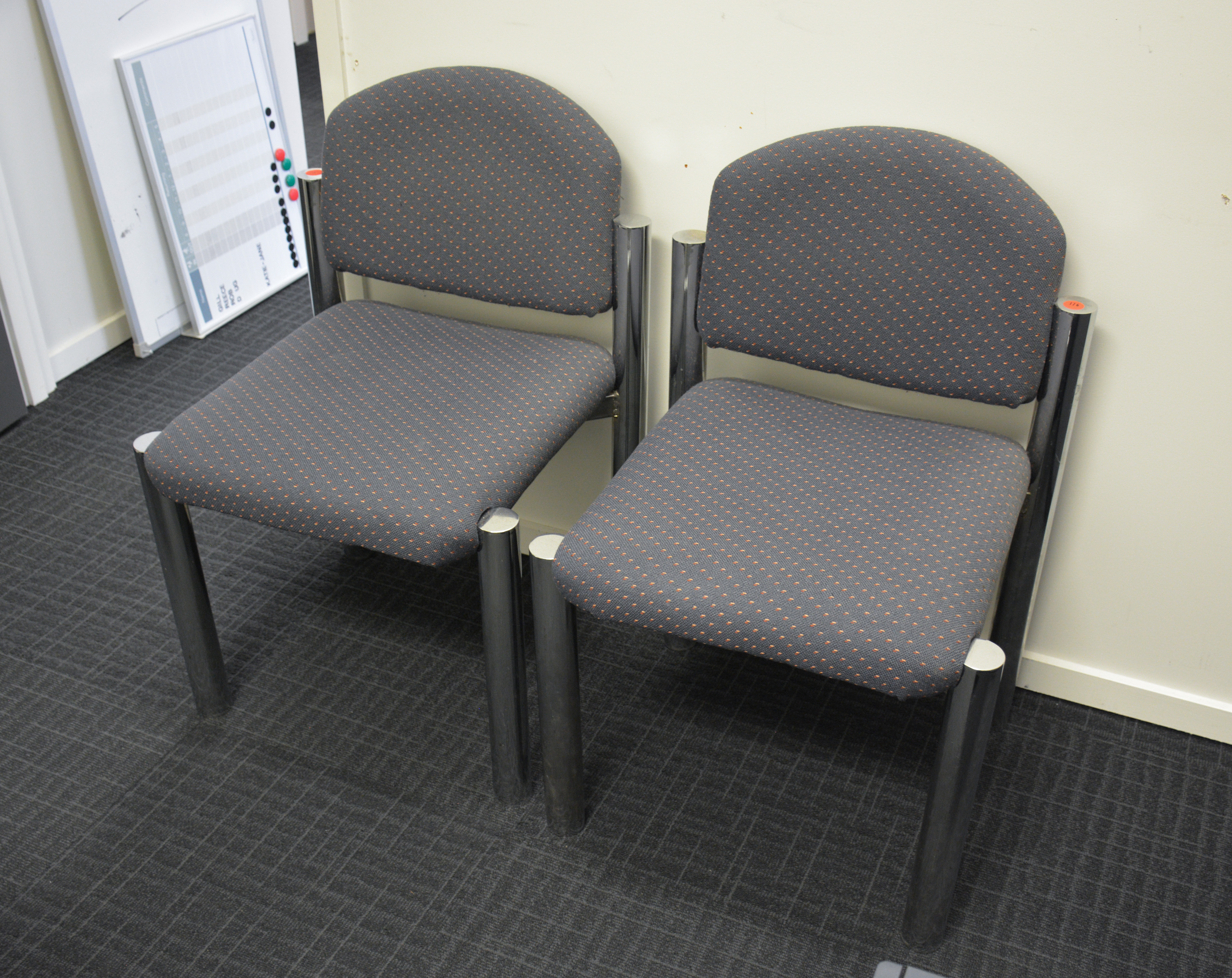 Chrome and Textile Chairs x 2 — sold at auction in New Zealand for $10