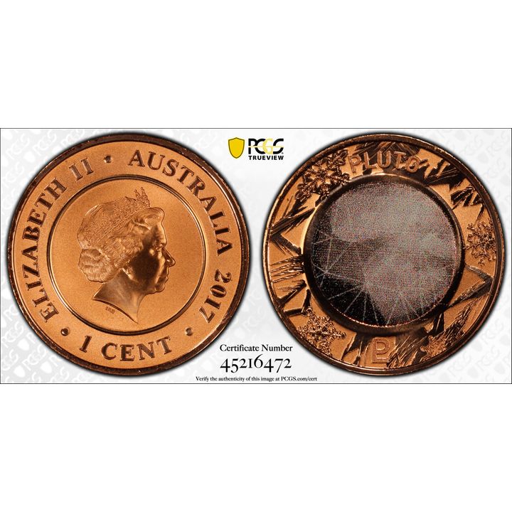 2017 Australia One Cent, 1c Planetary Coins Pluto PCGS - MS70RD POP 76/0 -472