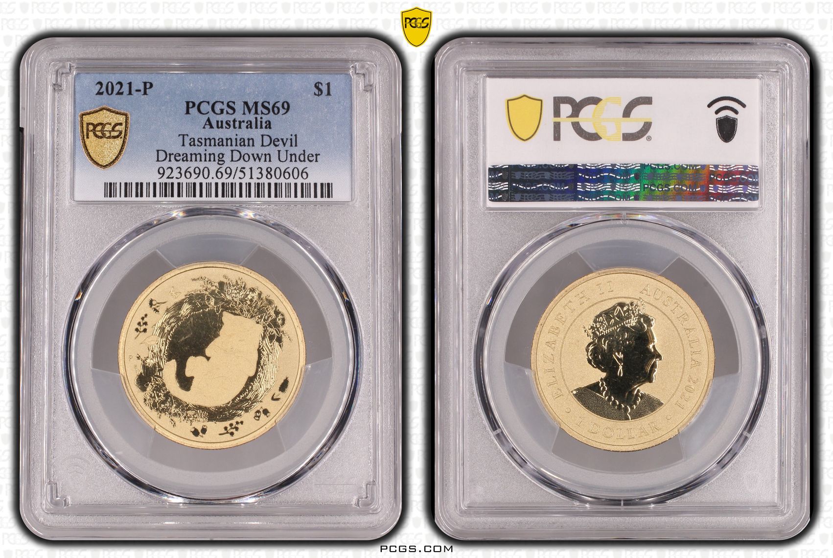 Tasmanian Devil, One Dollar, 2021-P, PCGS MS69