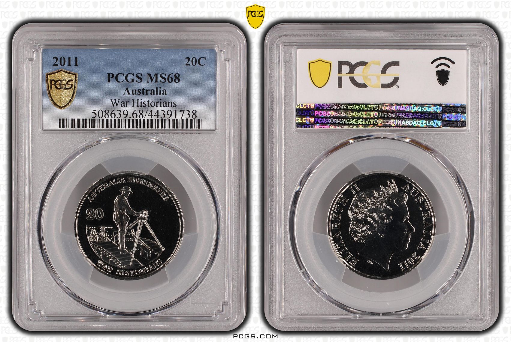 2011 Australia Twenty Cent, 20c War Historians PCGS - MS68 -738