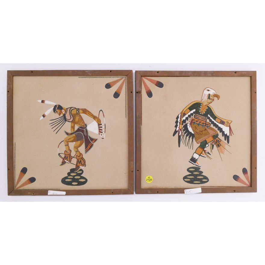 2pc Susie Watchman SW Sand Paintings- 12.5x12.5''