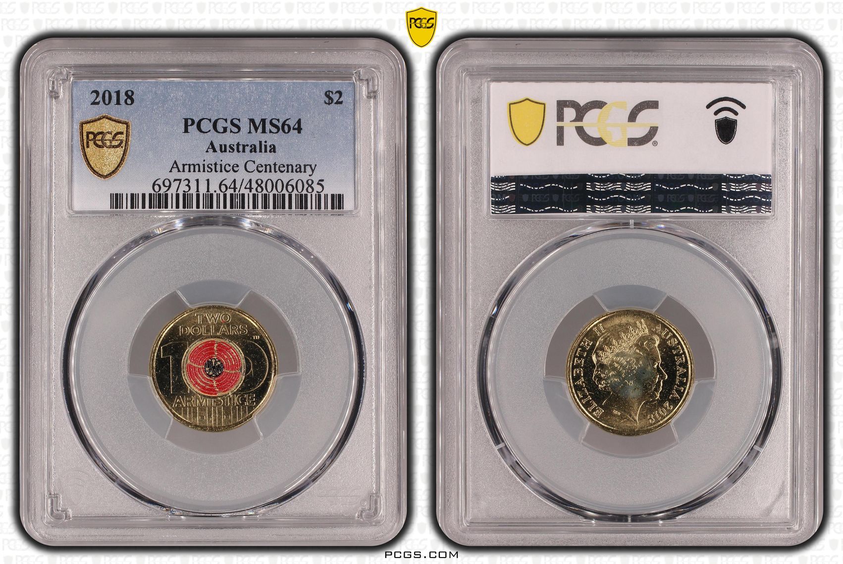 Armistice Centenary , Two Dollar, 2018, PCGS MS64