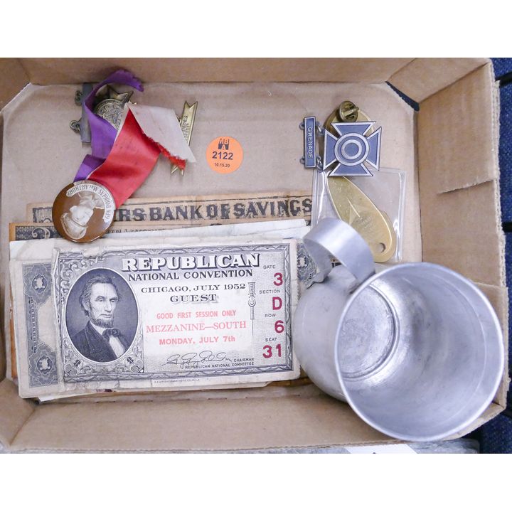 Box Old Military Pins Etc