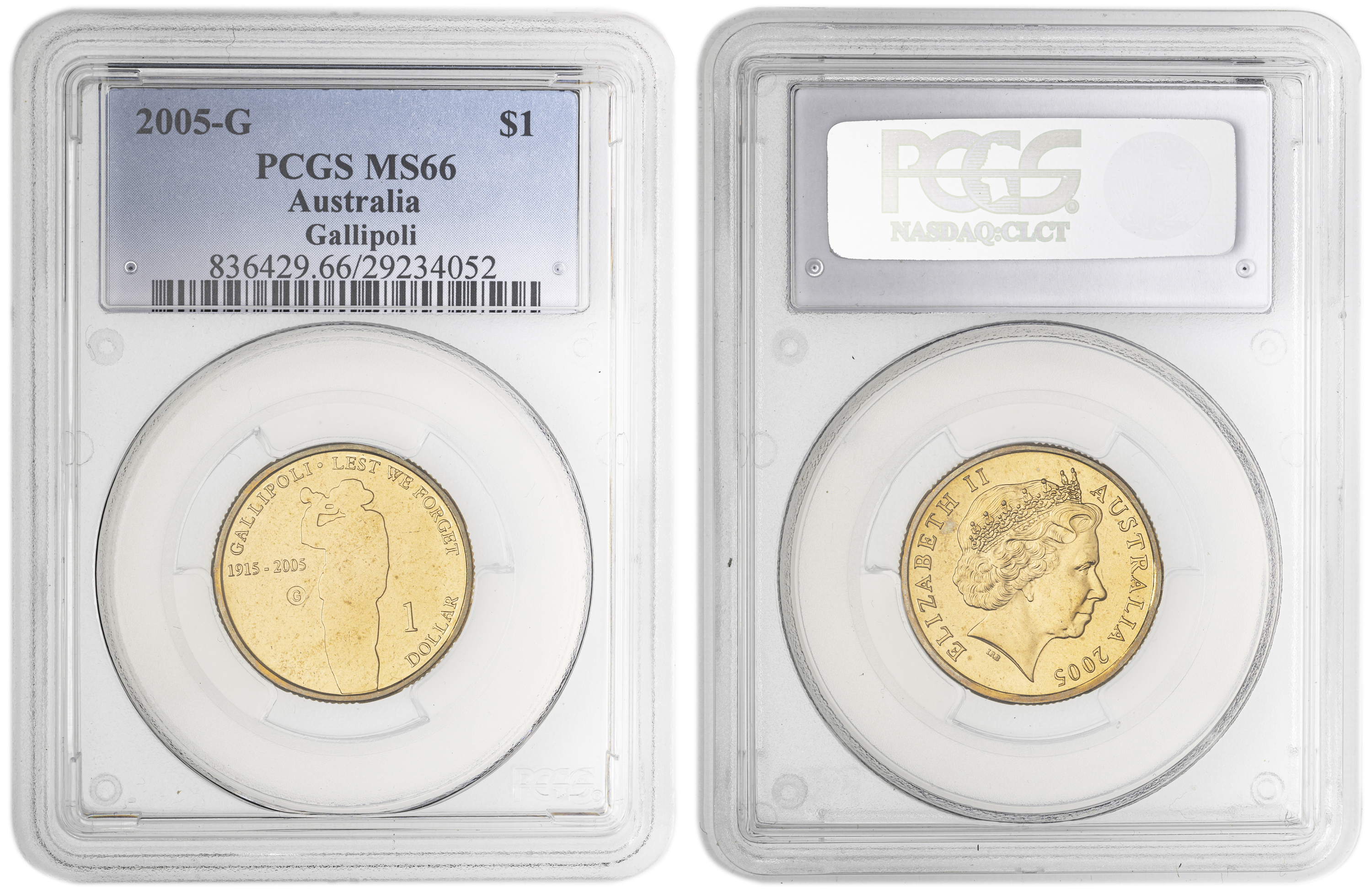Gallipoli Counterstamp , One Dollar, 2005-G, PCGS MS66
