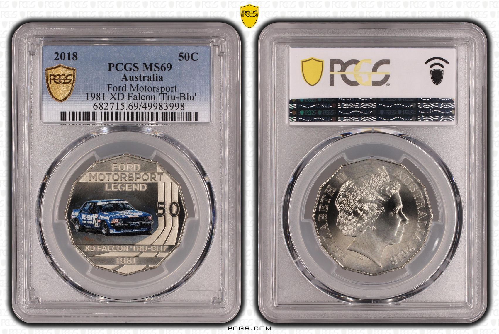 Ford Motorsport - 1981 XD Falcon 'Tru-Blu' , Fifty Cent, 2018, PCGS MS69
