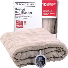 BLACK+DECKER HEATED BLANKET ELECTRIC TWIN, MICRO PLUSH ELECTRIC BLANKET, HEATING BLANKET WITH 10 HEATING LEVELS, 10H TIMER, AUTO S