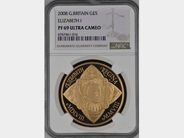 2008 PROOF GOLD 5 POUND PF69 UCAM BOX & CERTICATE