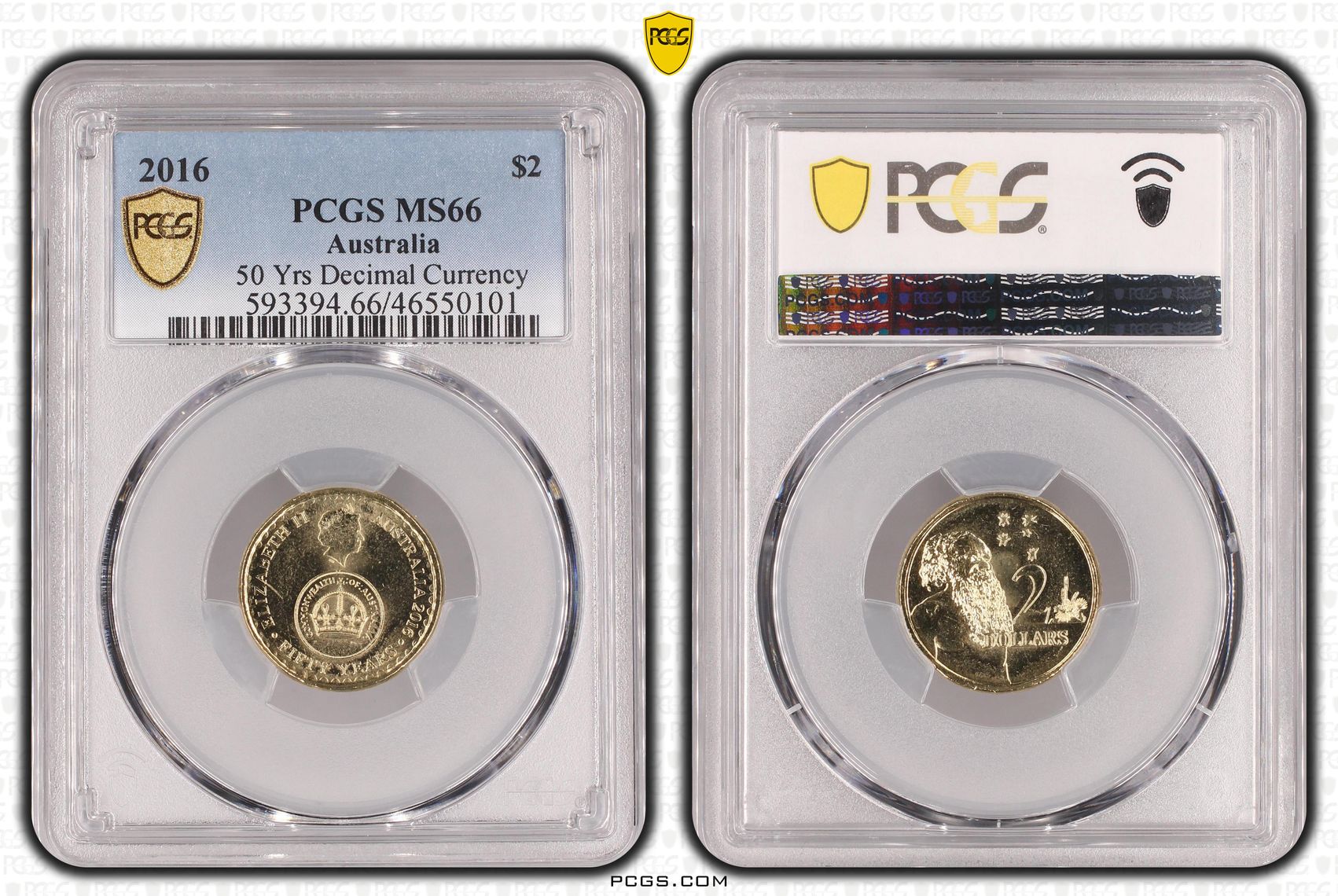Elizabeth II, 50 Yrs Decimal Currency , Two Dollar, 2016, PCGS MS66