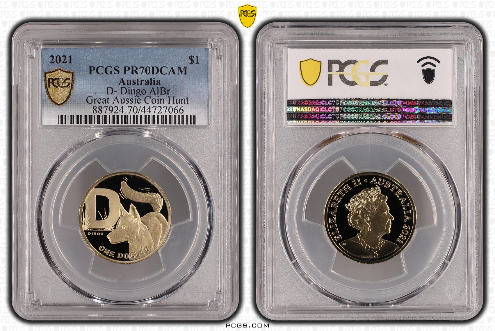 Elizabeth II, D- Dingo AlBr, POP 15/0, One Dollar, 2021, PCGS PR 70DCAM