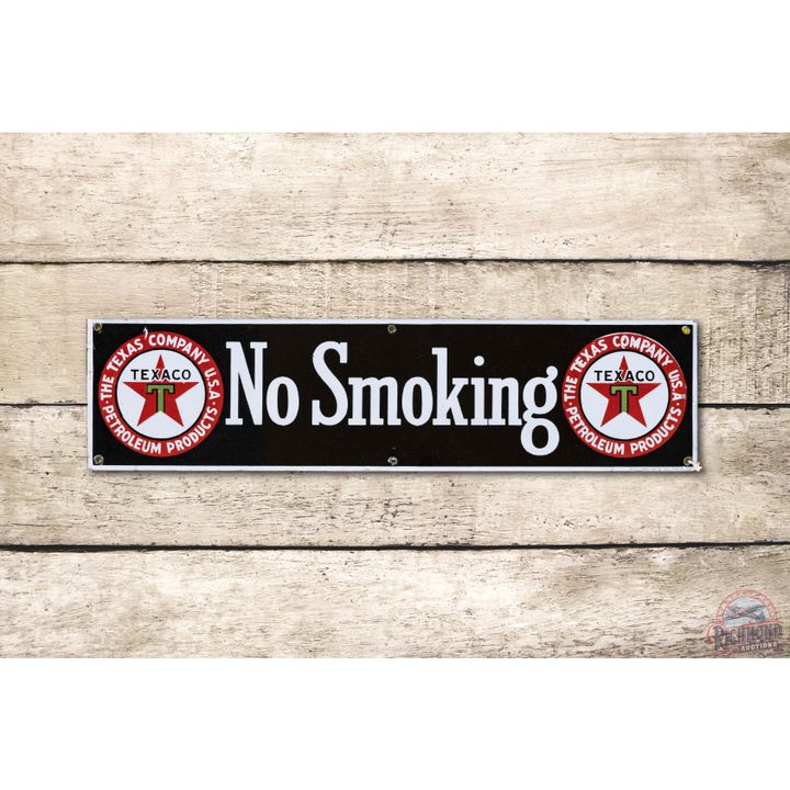 Texaco Black Background No Smoking Porcelain Sign TAC 9
