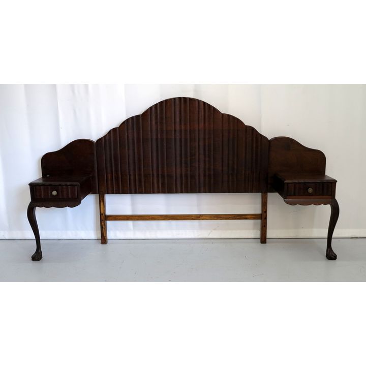 IMBUIA HEADBOARD AND PEDESTALS