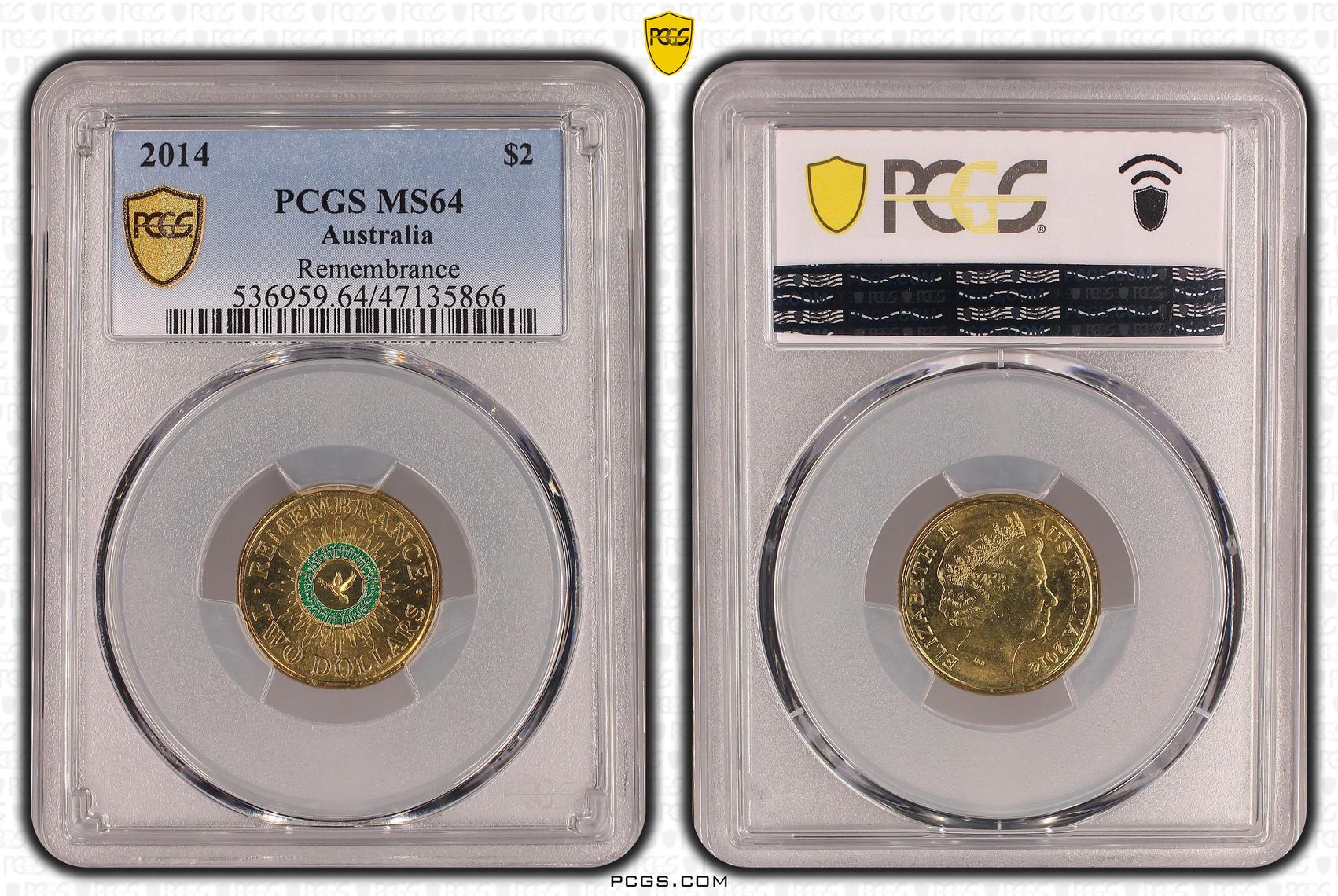 Elizabeth II, Remembrance, Two Dollar, 2014, PCGS MS64