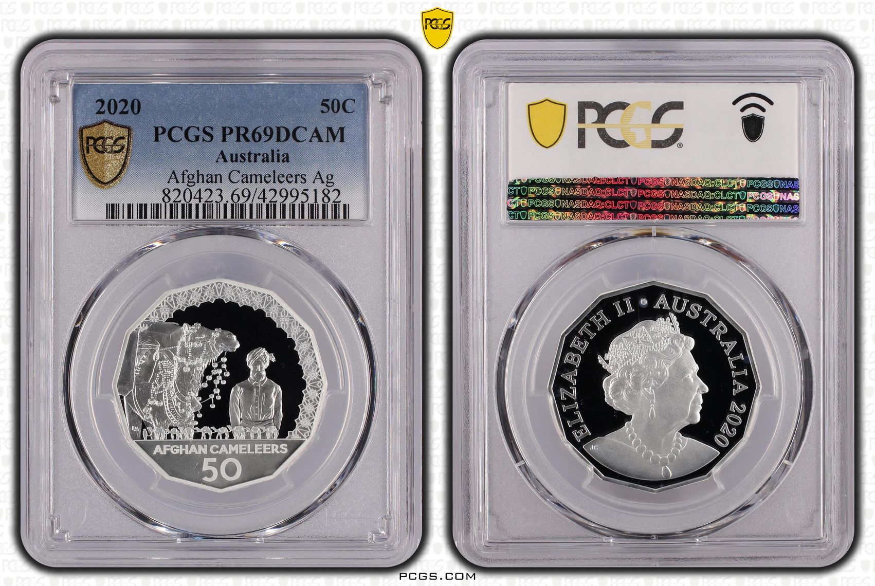 336 · 2020 Australia Fifty Cent, 50c Silver Proof Afghan Cameleers Ag PCGS - PR69DCAM -182