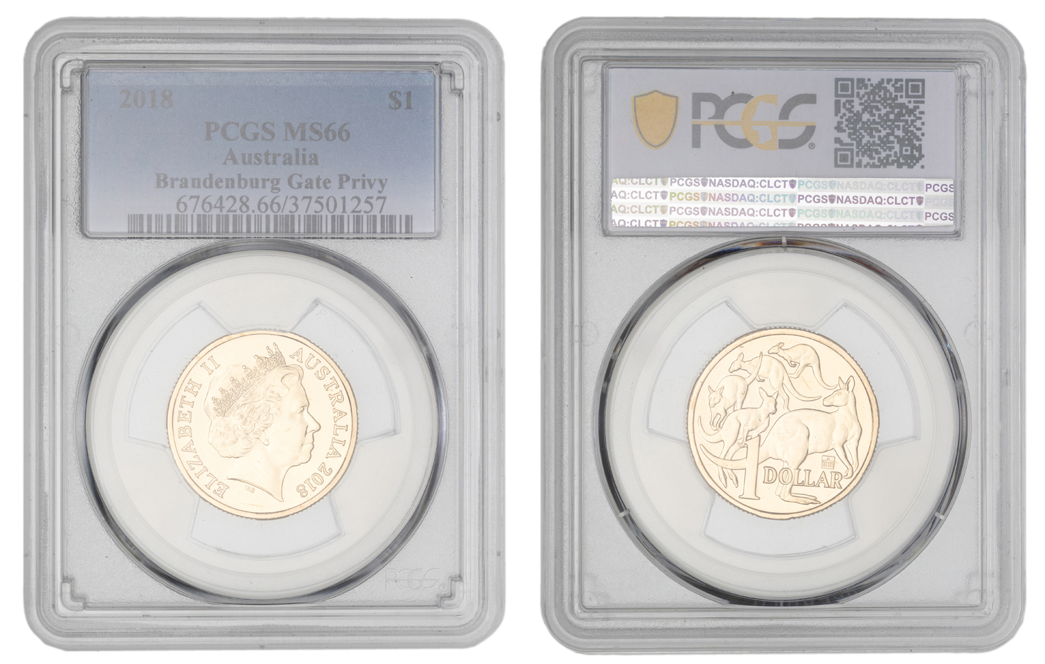 Elizabeth II, Brandenburg Gate Privy, One Dollar, 2018, PCGS MS66