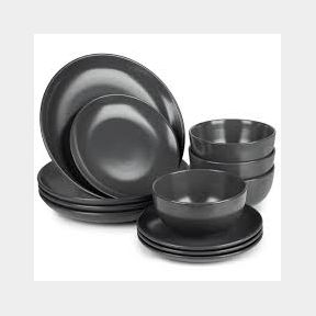 13 Piece Stoneware Dinner Set - Charcoal - Matte Finish|Bar 9902176756938 - 51745/14939 AS B2 (S6)