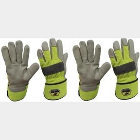 2PAIRS ROUGH STUFF HI VIS WINTER WORK GLOVES RIGGER SZ LRG