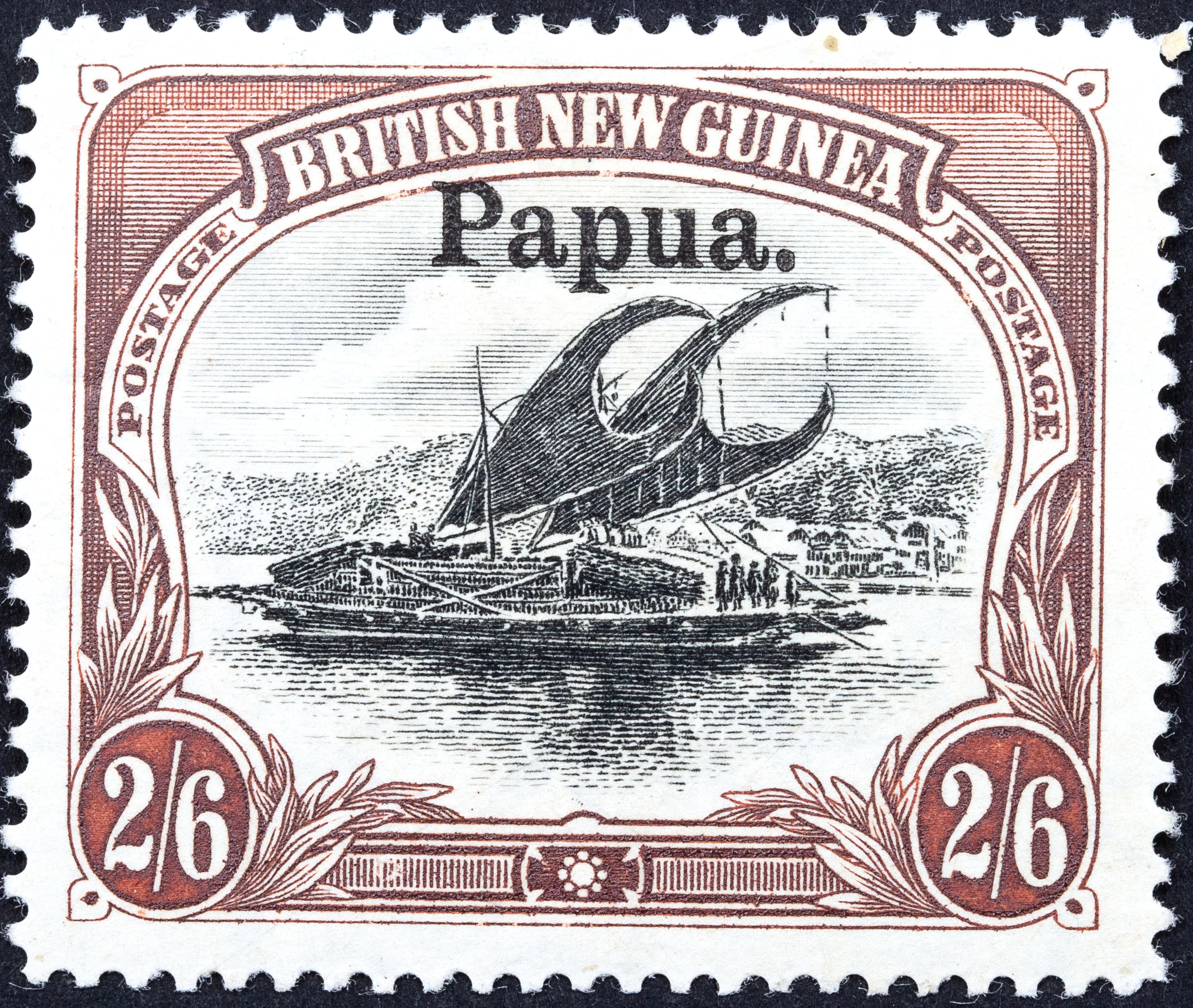 Lakatois, Large Papua Overprint, Two Shillings & Sixpence, Black & Brown, 1906, MH
