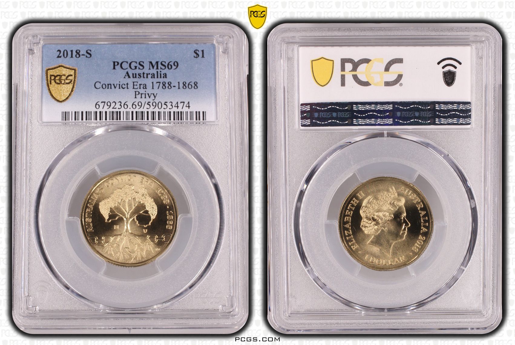 Convict Era 1788-1868 Privy, POP 3/0, One Dollar, 2018-S, PCGS MS69