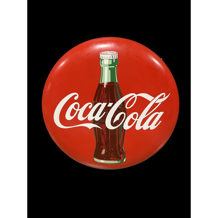 24" Coca Cola Coke Porcelain Button Soda Sign