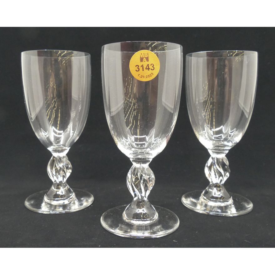 3pc Lalique Crystal 'Frejus' Twist Handle Sherry Glasses- 5"