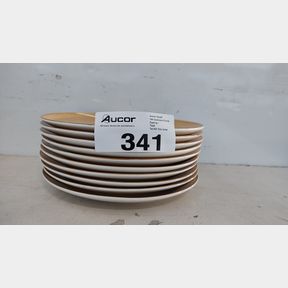 TRAMONTINA 25CM RUSTIC BROWN PORCELAIN DINNER PLATES- SET OF 10 -
