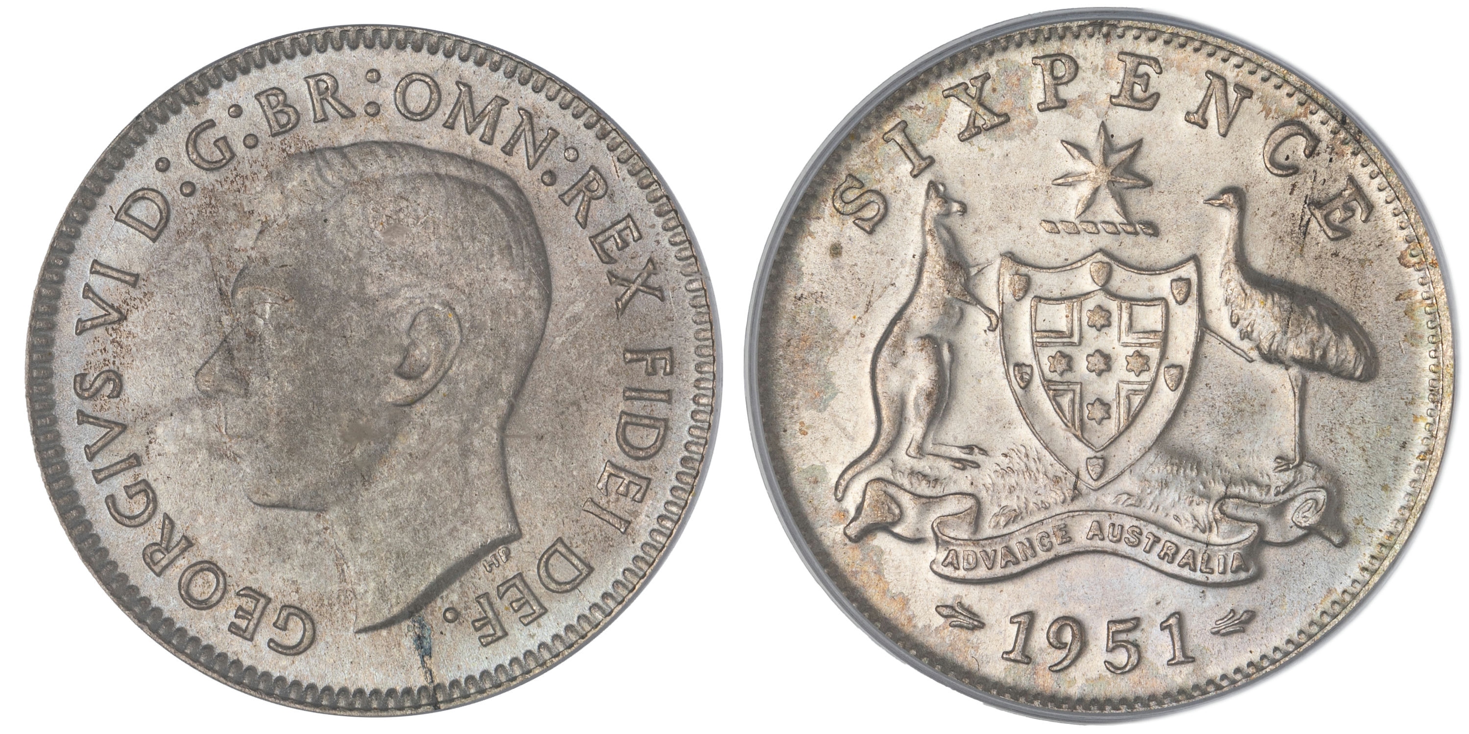 George VI, Sixpence, 1951, PCGS MS65