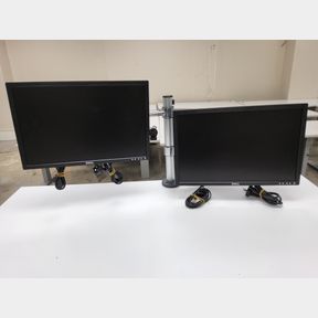 Assorted Dell monitors & height adjustable monitor desk mount