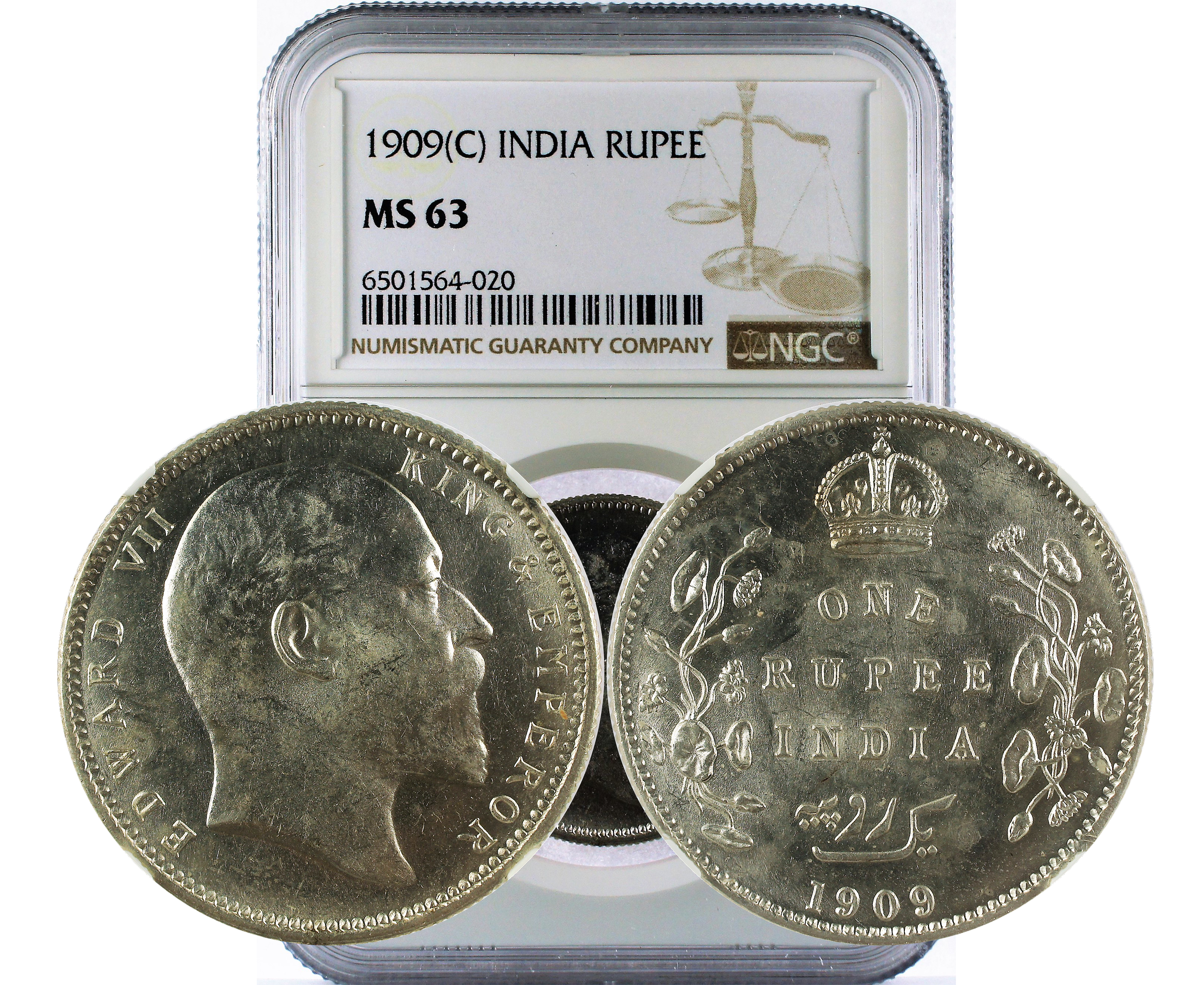1909(C) INDIA RUPEE MS 63