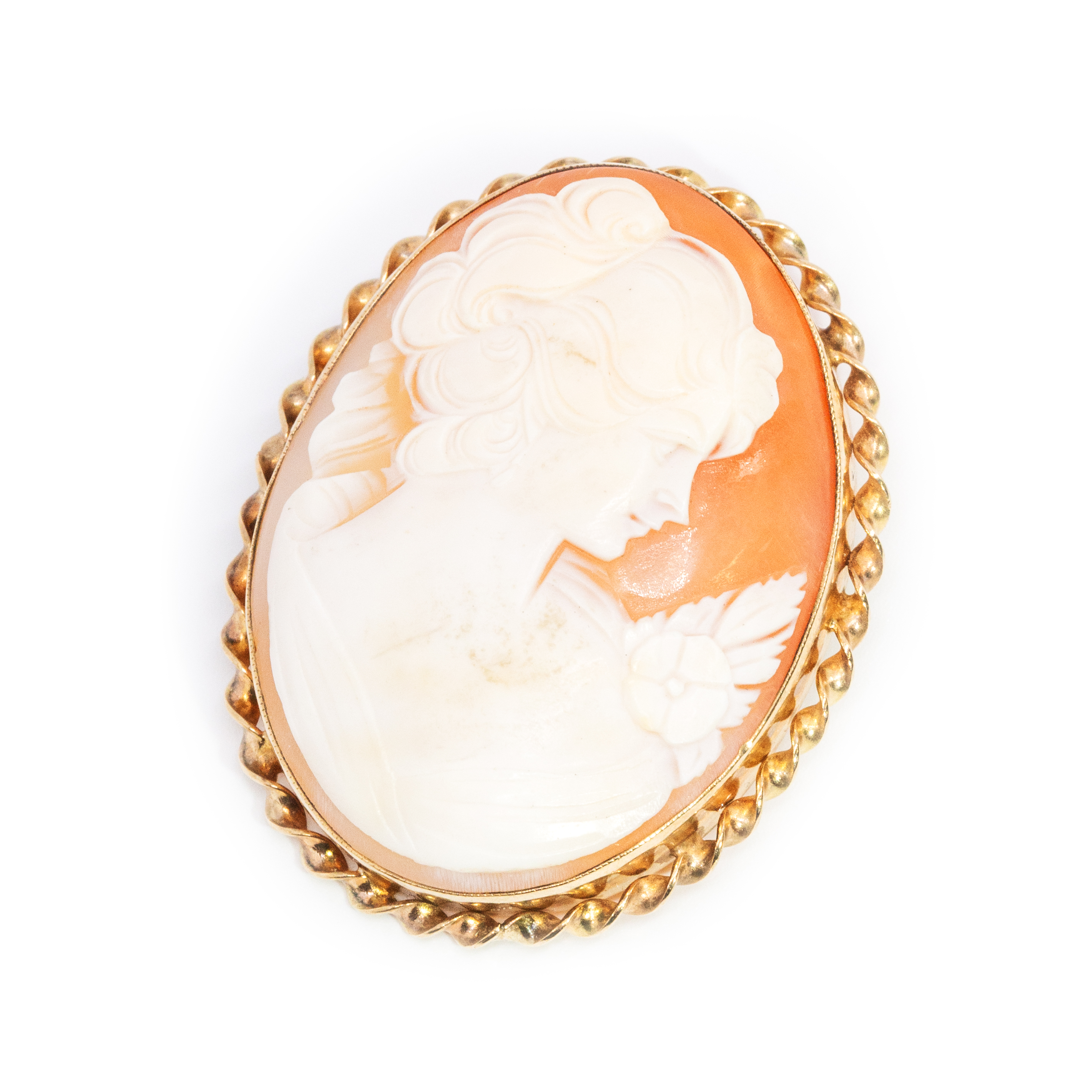 Antique Victorian Shell Cameo Brooch 9ct Gold