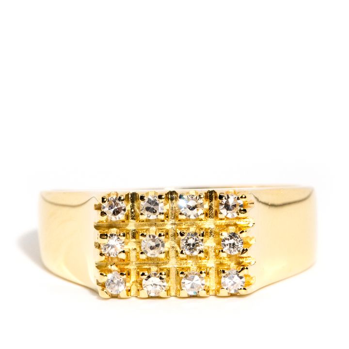Vintage Diamond Signet Ring 14ct Gold,