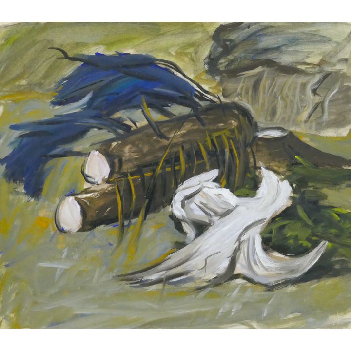 Arthur or Albert Runquist ''Logs on Forms'' Oil on Paper 18''x21''