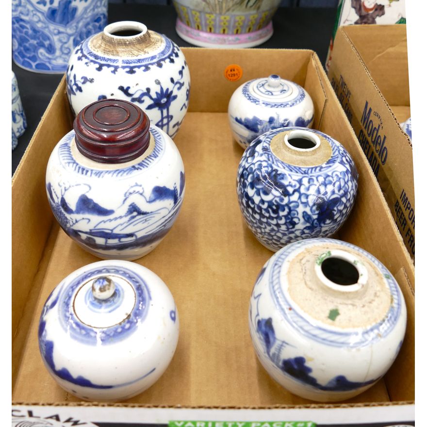 Box 6pc Antique Chinese Small Porcelain Jars