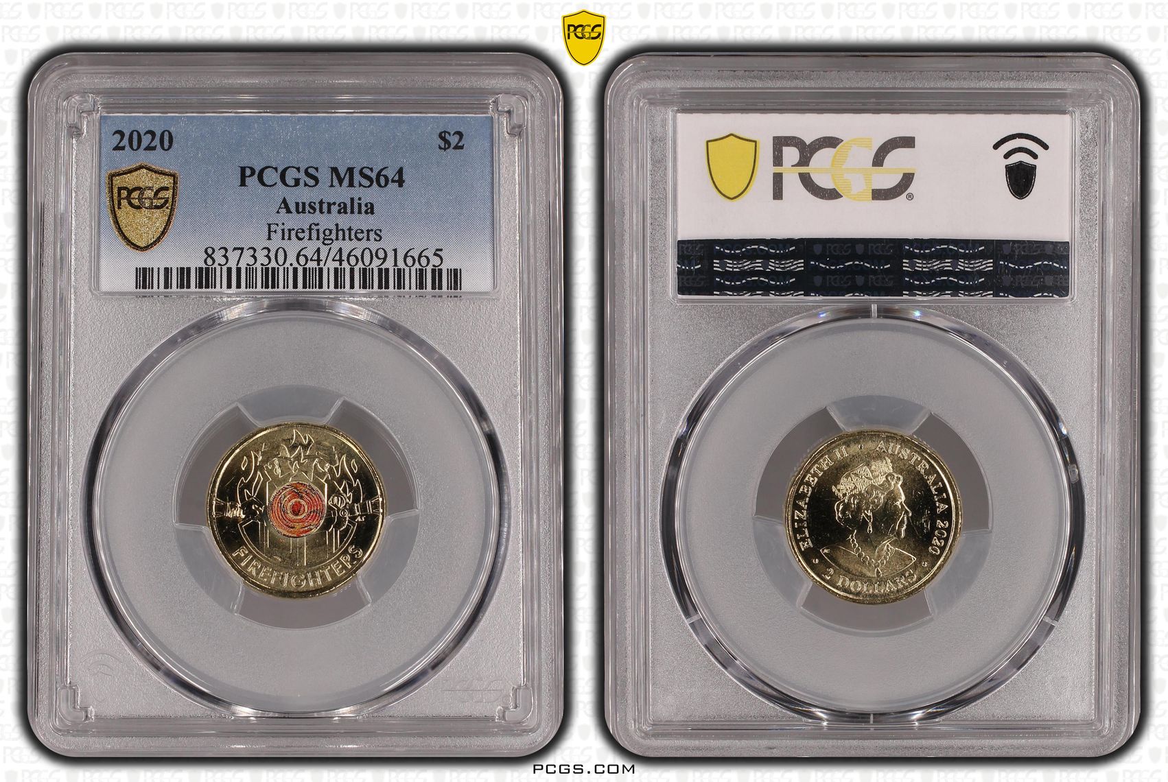 Firefighters Colourised, Two Dollar, 2020, PCGS MS64