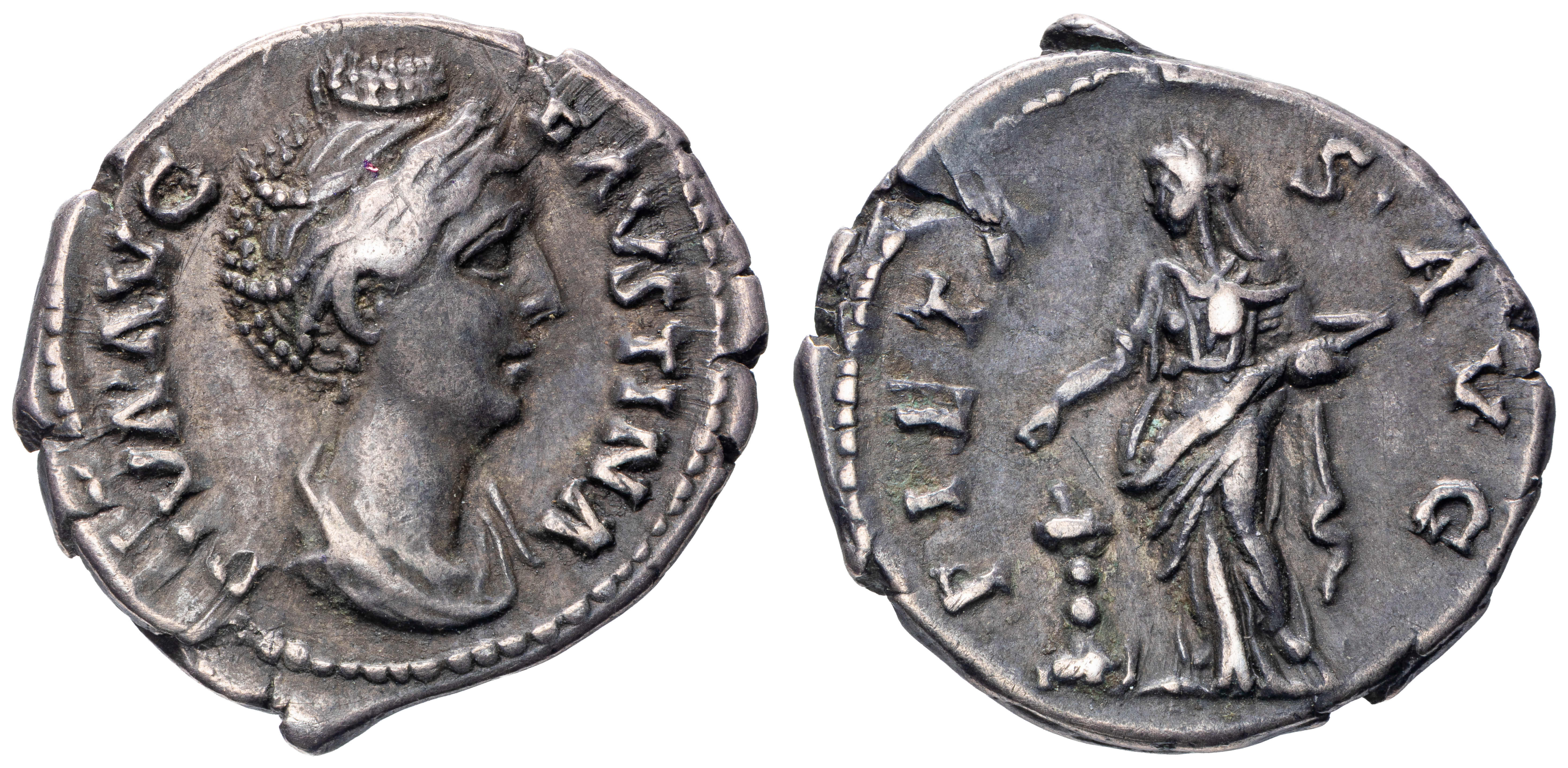 Diva Faustina The Elder, Ar Denarius, 141 Ad, Vf
