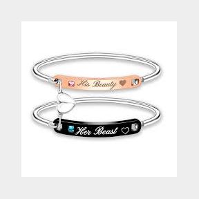 Bracelet for Couples- Her Beast His Beauty - Her beast His beauty bracelets Bar 9902044830869- 51748/13794 SN B3 (S7)