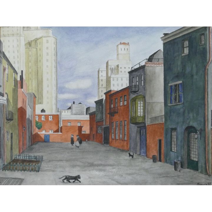 Edward Sewall ''Rooftop'' 1930's Watercolor