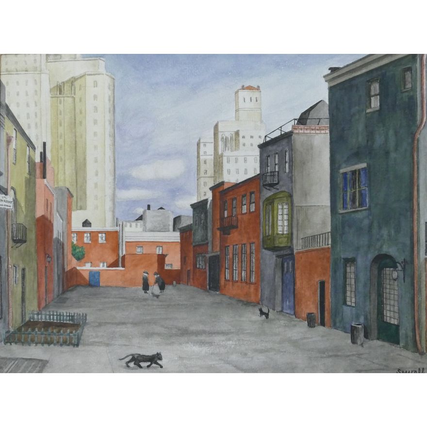 Edward Sewall ''Rooftop'' 1930's Watercolor