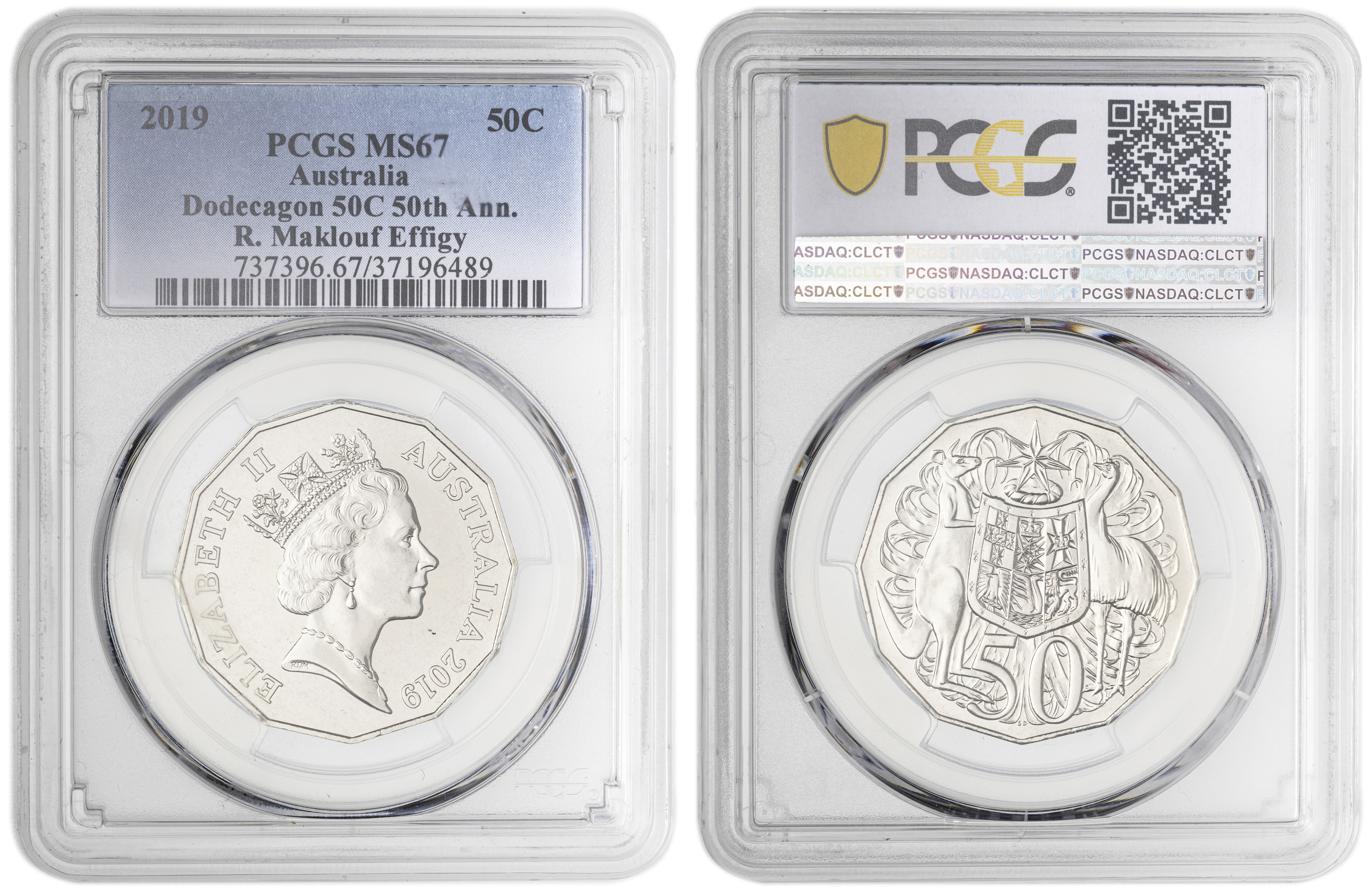 Dodecagon 50C 50th Ann. R. Maklouf Effigy , Fifty Cent, 2019, PCGS MS67