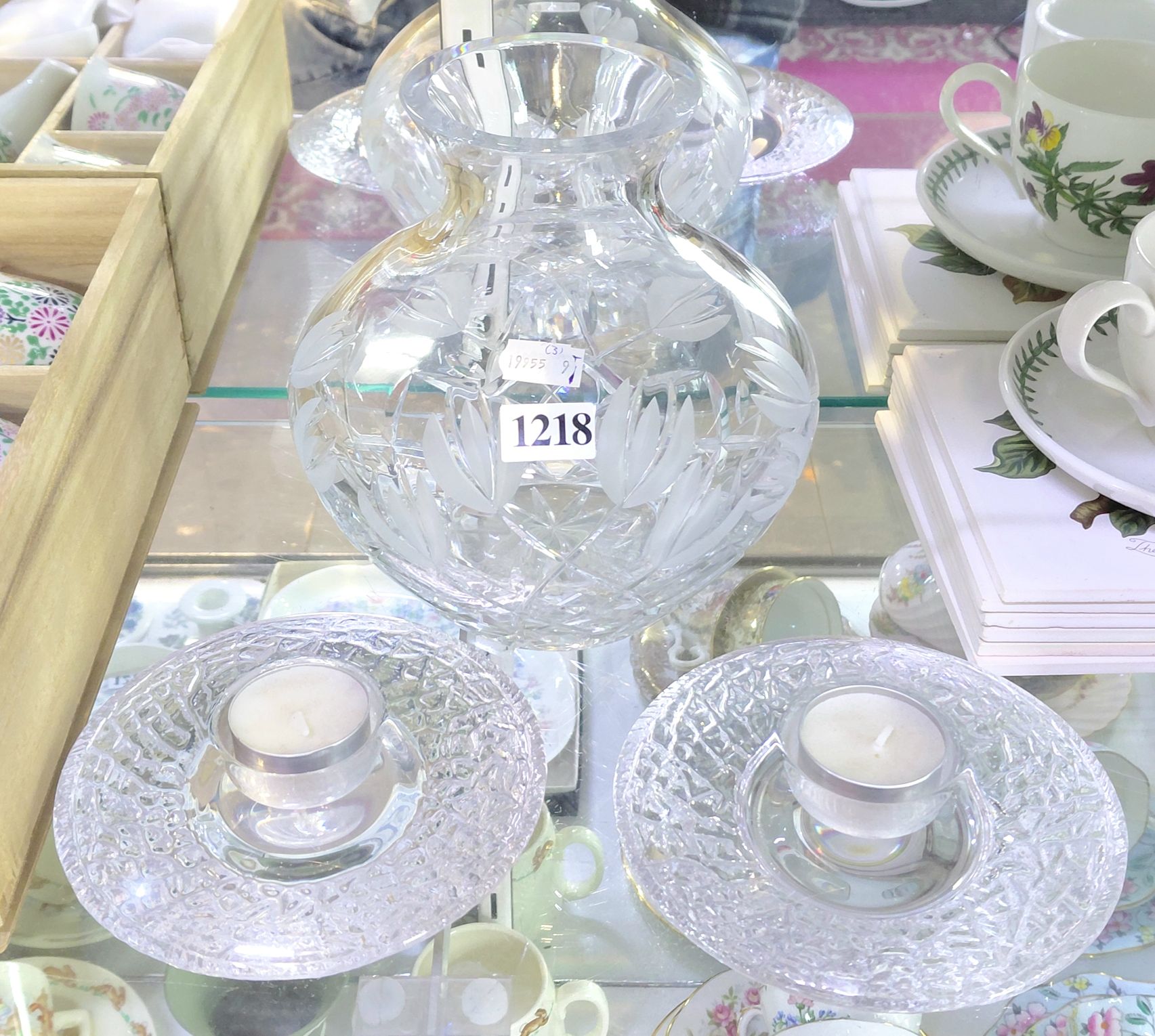 Crystal Vase And Candle Holders